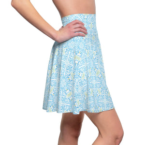 Capri Blue Medallion Skater Skirt - Flared Casual - Dipaliz - Skirts - Xs