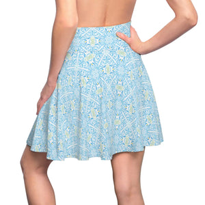 Capri Blue Medallion Skater Skirt - Flared Casual - Dipaliz - Skirts - Xs