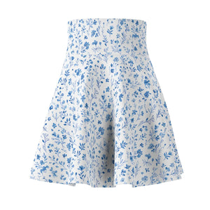 Capri Blue Micro Floral Skater Skirt - Movement Ready - Dipaliz - Skirts - s