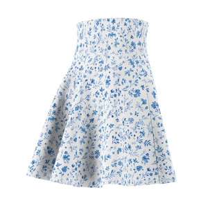Capri Blue Micro Floral Skater Skirt - Movement Ready - Dipaliz - Skirts - s