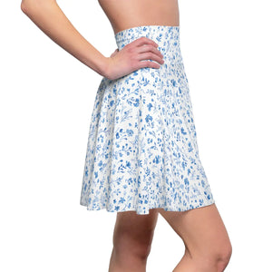 Capri Blue Micro Floral Skater Skirt - Movement Ready - Dipaliz - Skirts - s