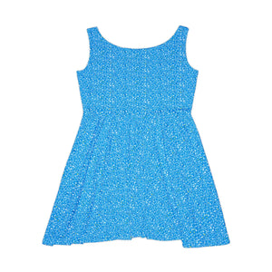 Blue Micro Geometric Skater Dress – Premium - Dipaliz - Dresses - Xs