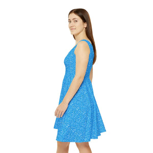 Blue Micro Geometric Skater Dress – Premium - Dipaliz - Dresses - Xs