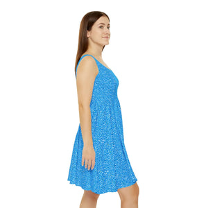 Blue Micro Geometric Skater Dress – Premium - Dipaliz - Dresses - Xs