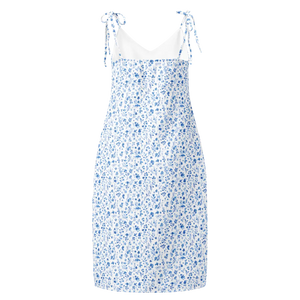 Floral Midi Dress - Capri Blue Breezy Tie-strap - Dipaliz - Dresses