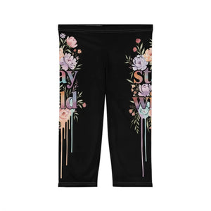 Floral Wild Drip Capri Leggings - Performance Activewear - Dipaliz