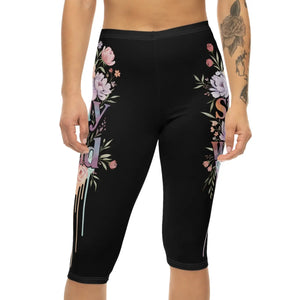 Floral Wild Drip Capri Leggings - Performance Activewear - Dipaliz
