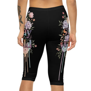 Floral Wild Drip Capri Leggings - Performance Activewear - Dipaliz