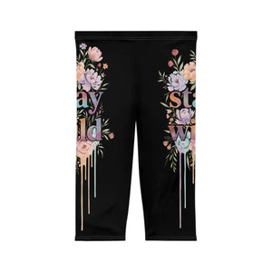 Floral Wild Drip Capri Leggings - Performance Activewear - Dipaliz