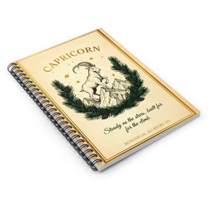 Capricorn Spiral Notebook, Zodiac Ruled Journal with Goat & Mountain Illustration - Journals