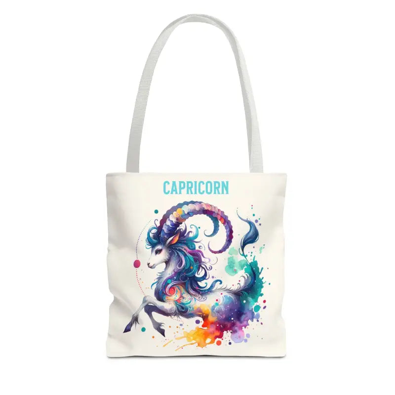 Capricorn Zodiac Tote Bag with Black Cotton Handles - Bags