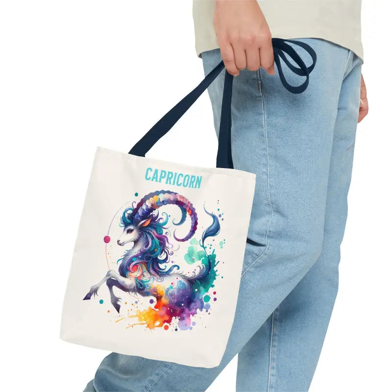 Capricorn Zodiac Tote Bag with Black Cotton Handles - Bags