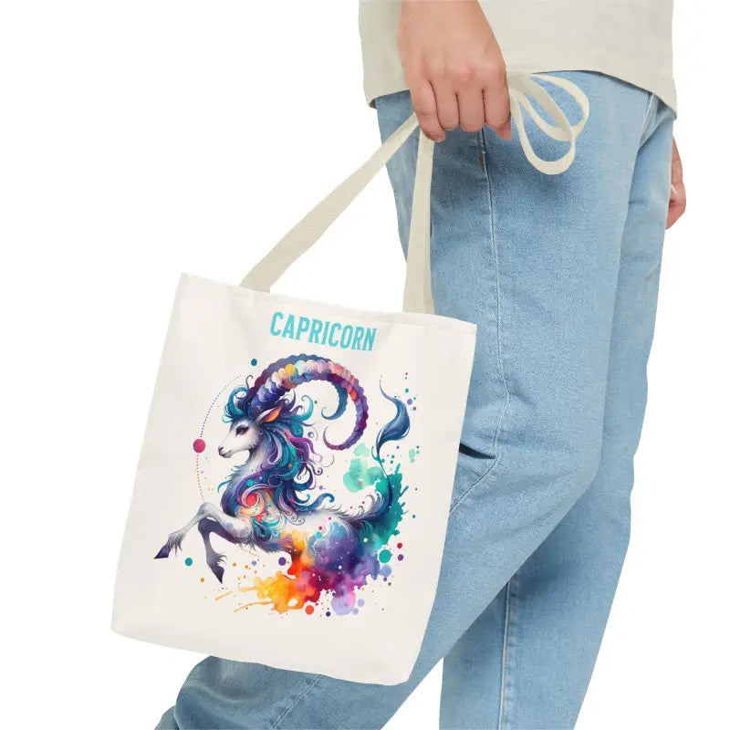 Capricorn Zodiac Tote Bag with Black Cotton Handles - Bags