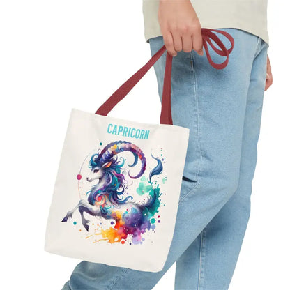 Capricorn Zodiac Tote Bag with Black Cotton Handles - Bags