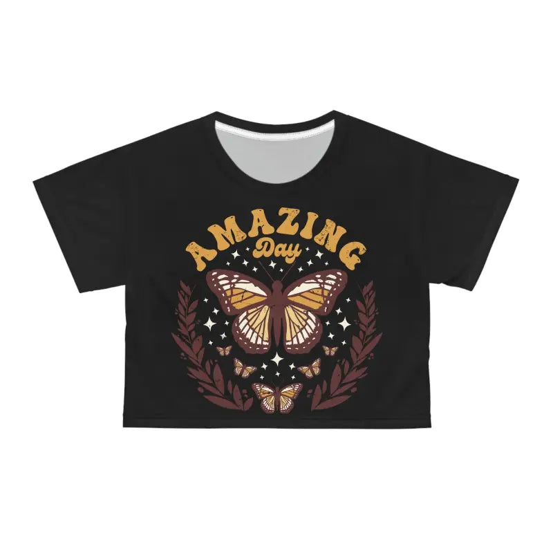 Captivate your Day with the Amazing Butterfly Crop Tee - Black Stitching / 2xl T-shirt