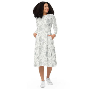 Floral Fantasy Midi Dress - Fitted Waist Bold Elegance - Dipaliz - Xs - Dresses