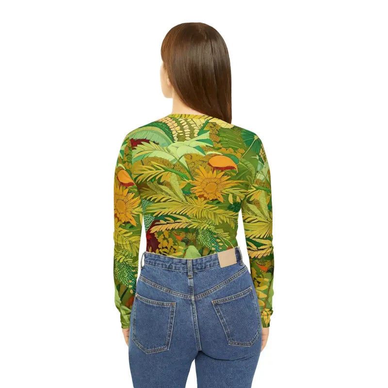 Limited Edition Leafy Chic Long Sleeve V-neck Tee - All Over Prints