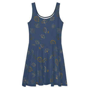 Navy Blue Skater Dress Flared Skirt Showstopper - Dipaliz - Dresses