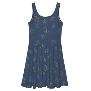 Navy Blue Skater Dress Flared Skirt Showstopper - Dipaliz - Dresses