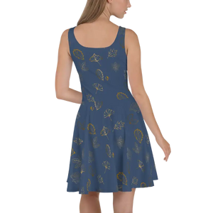 Navy Blue Skater Dress Flared Skirt Showstopper - Dipaliz - Dresses