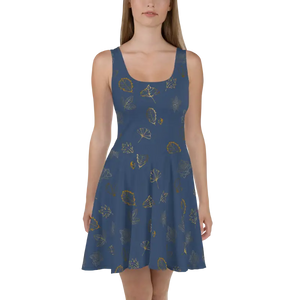 Navy Blue Skater Dress Flared Skirt Showstopper - Dipaliz - Xs - Dresses