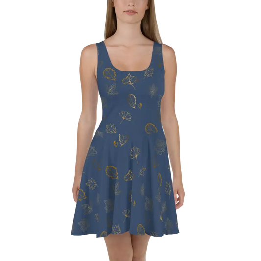 Captivate in Style: Navy Blue Flared Skater Dress Showstopper - Xs