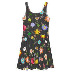 Floral Skater Dress Mid Thigh Length Garden Party Style - Dipaliz - Dresses