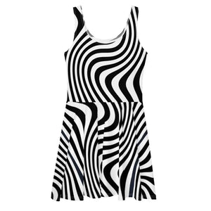 Skater Dress White Wavy Stripes Spotlight Ready Dipaliz - Dresses