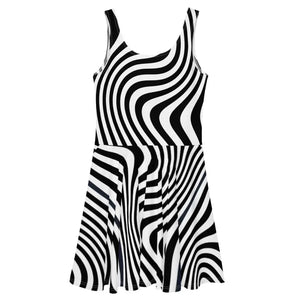 Skater Dress White Wavy Stripes Spotlight Ready Dipaliz - Dresses