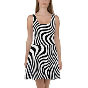 Skater Dress White Wavy Stripes Spotlight Ready Dipaliz - Xs - Dresses