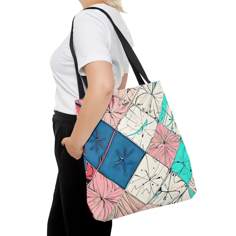 Turn Heads with Abstract Square Pattern Tote Bag - Large Bags