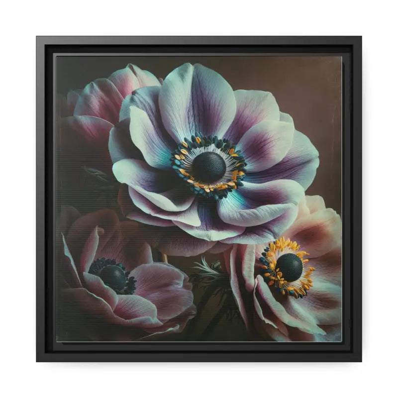 Anemone Flowers Matte Canvas with Stylish Black Frame - 14’’ x (square) / 1.25’’