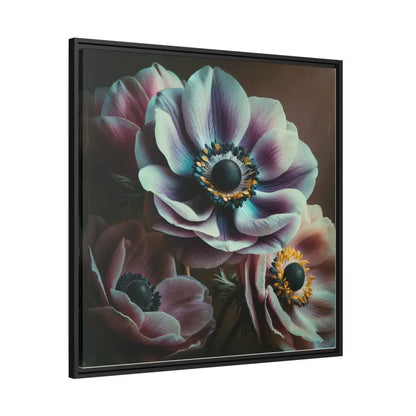 Anemone Flowers Matte Canvas with Stylish Black Frame