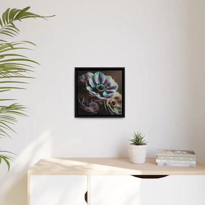 Anemone Flowers Matte Canvas with Stylish Black Frame