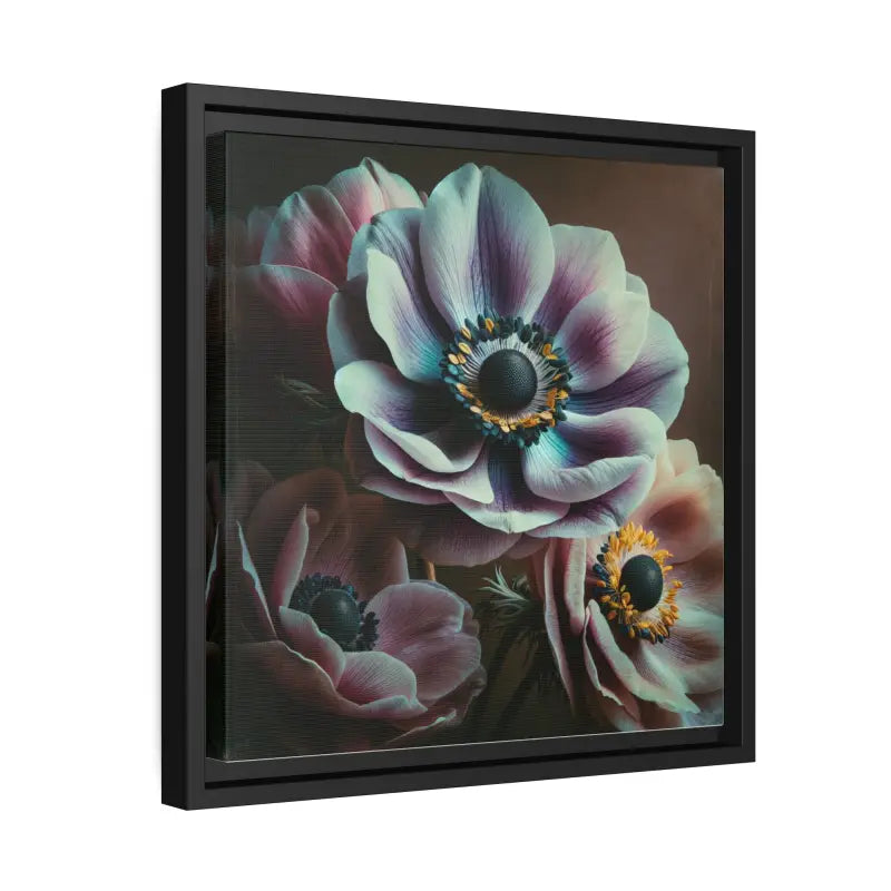 Anemone Flowers Matte Canvas with Stylish Black Frame