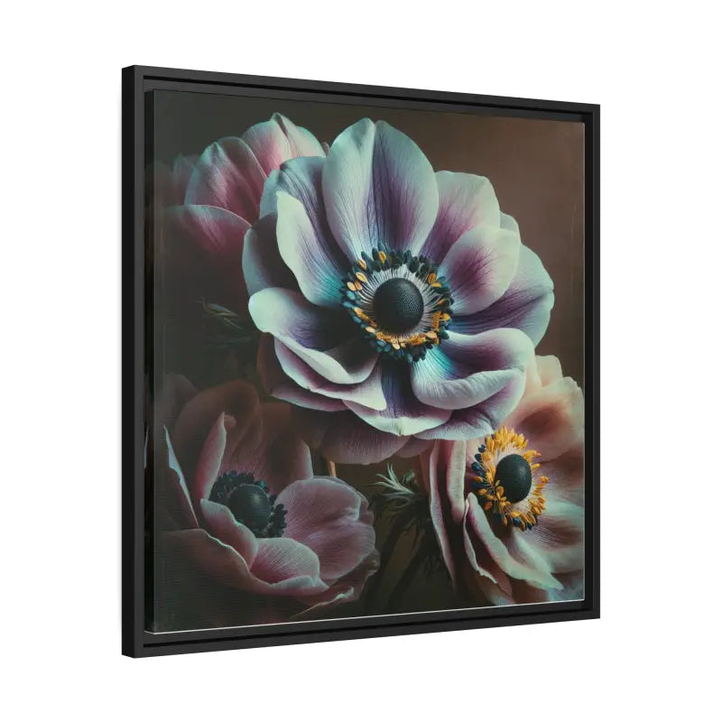 Anemone Flowers Matte Canvas with Stylish Black Frame