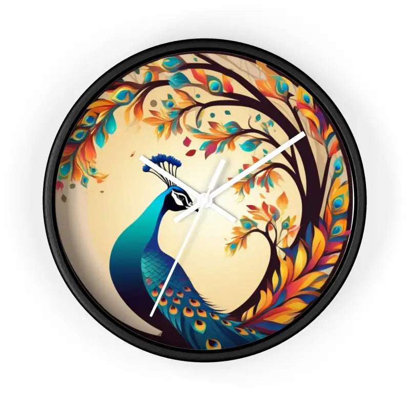 Peacock Wall Clock - a Silent Statement Piece that Rocks! - Black / White / 10’’ Home Decor