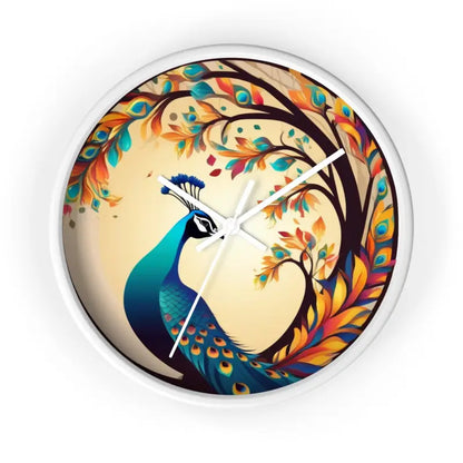 Peacock Wall Clock - a Silent Statement Piece that Rocks! - White / 10’’ Home Decor