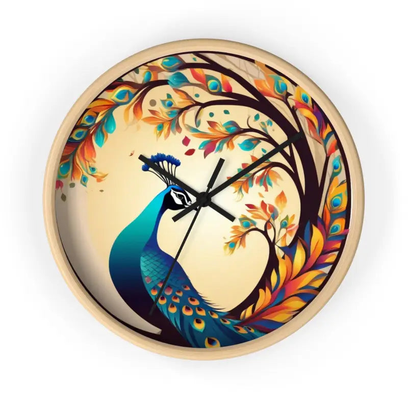 Peacock Wall Clock - a Silent Statement Piece that Rocks! - Wooden / Black / 10’’ Home Decor