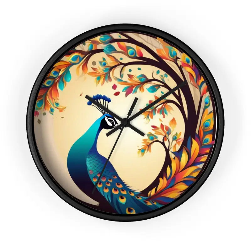 Peacock Wall Clock - a Silent Statement Piece that Rocks! - Black / 10’’ Home Decor