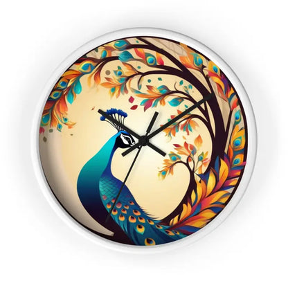 Peacock Wall Clock - a Silent Statement Piece that Rocks! - White / Black / 10’’ Home Decor