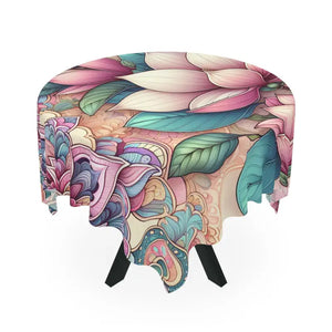 Pink Floral Mandala Dream Tablecloth - Elegant Dining Art - Dipaliz - one Size / White - Tablecloths