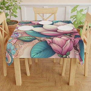 Pink Floral Mandala Dream Tablecloth - Elegant Dining Art - Dipaliz - one Size / White - Tablecloths