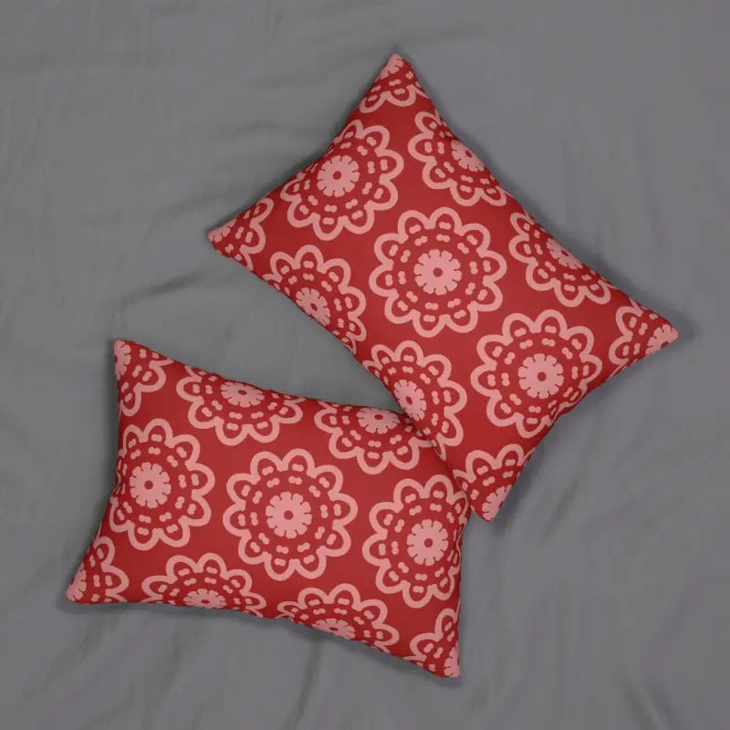 Red Abstract Spun Polyester Lumbar Pillow for Style Boost - 20’’ × 14’’ Home Decor