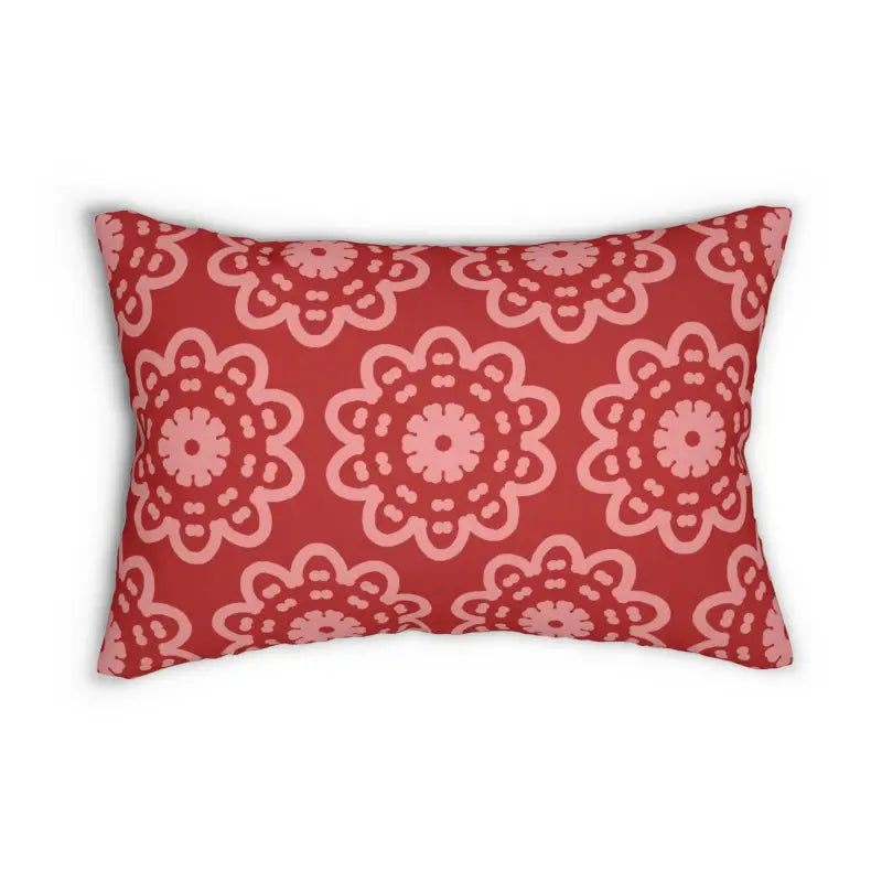 Red Abstract Spun Polyester Lumbar Pillow for Style Boost - 20’’ × 14’’ Home Decor