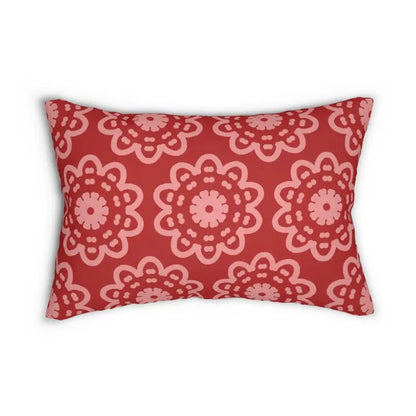 Red Abstract Spun Polyester Lumbar Pillow for Style Boost - 20’’ × 14’’ Home Decor