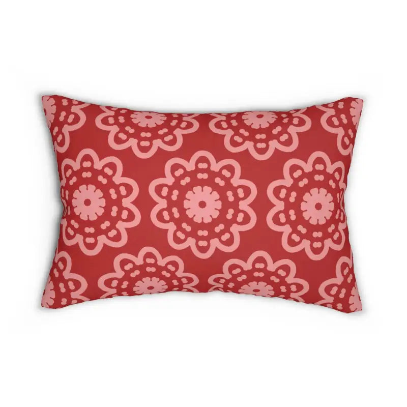 Red Abstract Spun Polyester Lumbar Pillow for Style Boost - 20’’ × 14’’ Home Decor