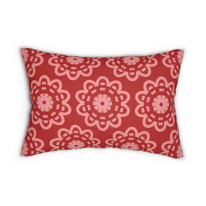 Red Abstract Spun Polyester Lumbar Pillow for Style Boost - 20’’ × 14’’ Home Decor