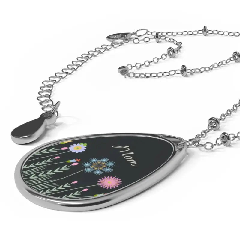 Captivating Zinc Alloy Wildflower Oval Necklace - Accessories