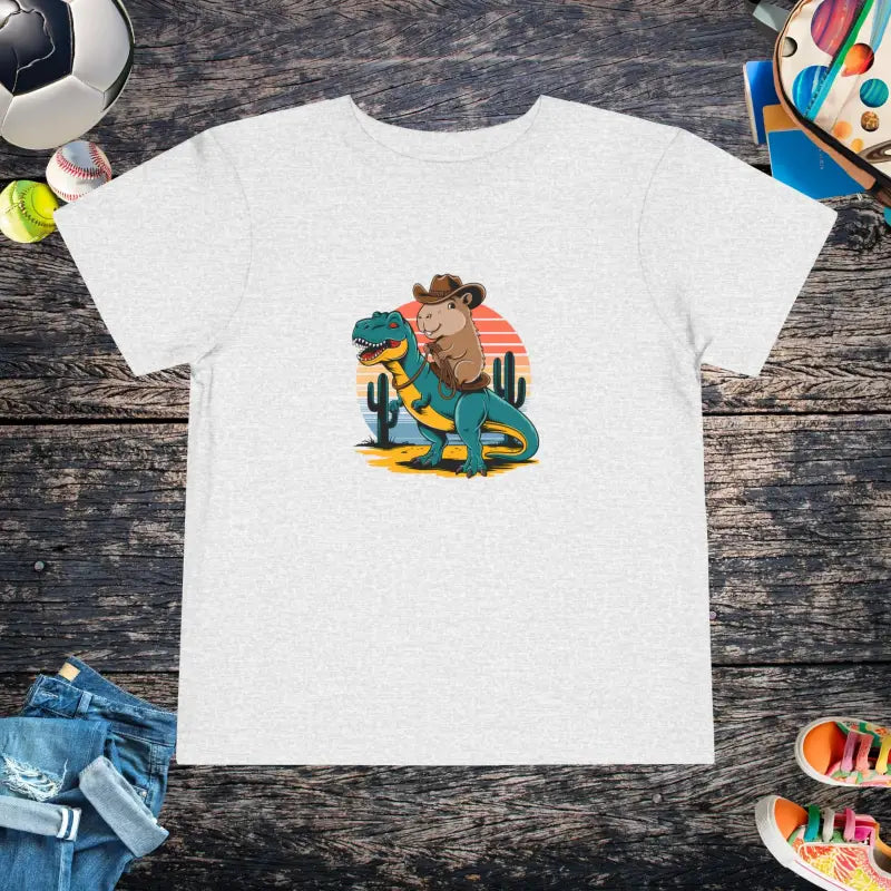 Capybara & T-rex Toddler Tee: Unleash Daily Excitement! - Athletic Heather / 2t Kids Clothes